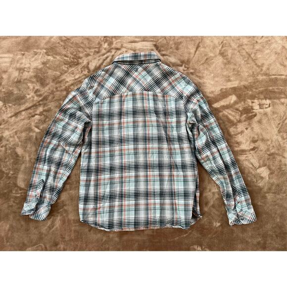 Kuhl Flannel Long Sleeved Snap Button Plaid Shirt Corduroy Accents Size Large - Picture 2 of 6